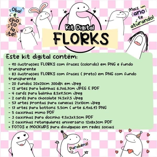 Kit Digital Florks Memes Signos Frases Ilustrações Caixa Tag