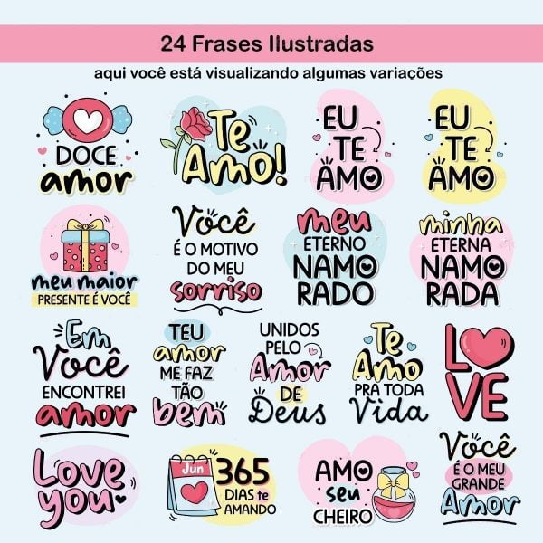 Kit Digital Namorados Pack Ilustrações Cliparts Png Frases