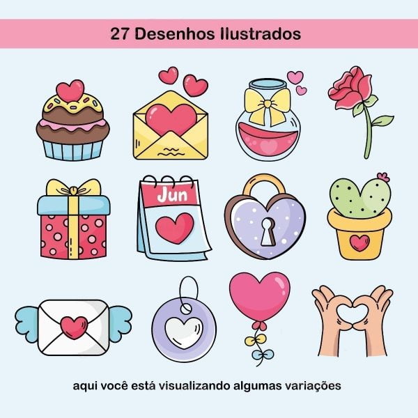 Kit Digital Namorados Pack Ilustrações Cliparts Png Frases