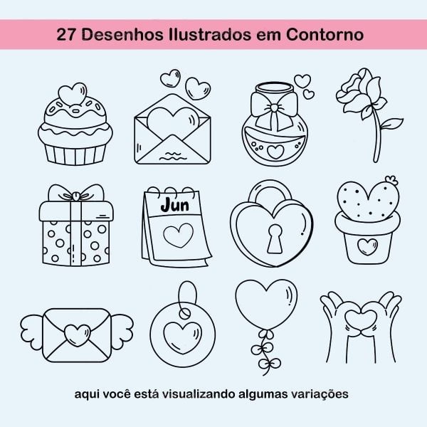 Kit Digital Namorados Pack Ilustrações Cliparts Png Frases