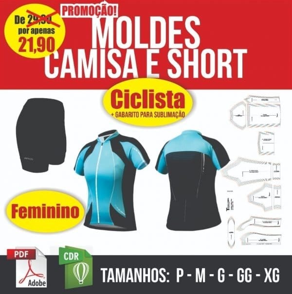 Kit Moldelagem Camisa E Short P/ Ciclista Ciclismo Feminino