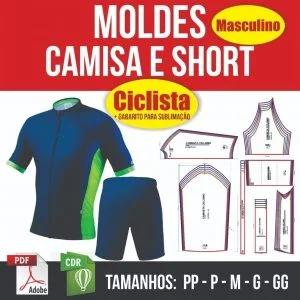 Kit Moldes Modelagem Camisa E Short Masculino Para Ciclista 4 Kit Moldes Modelagem Camisa E Short Masculino Para Ciclista