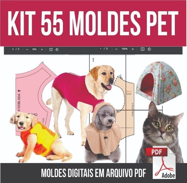 Kit Roupinhas Pet Cachorro Gato 55 Moldes + Roupas Cirurgica