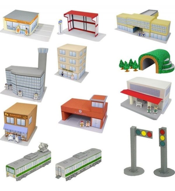 Maquetes De Papel 3d / Mais De 50 Ítens Para Uma Mini Cidade