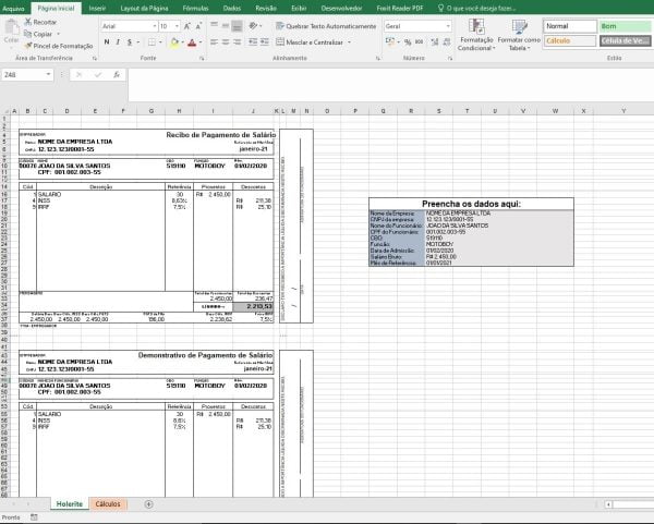 Modelo Pró-labore Contracheque Tabelas Inss Irrf Atualizadas