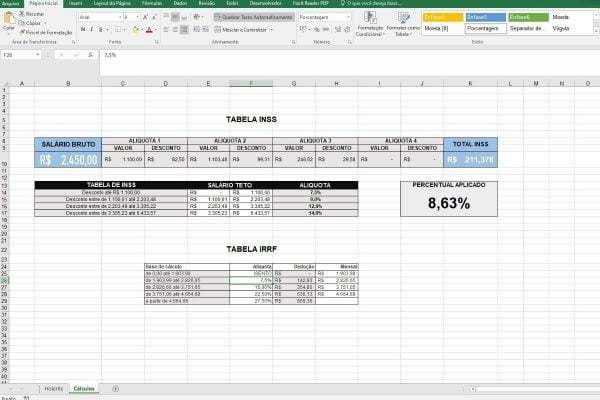 Modelo Pró-labore Contracheque Tabelas Inss Irrf Atualizadas