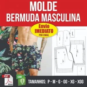 Molde Bermuda Masculina P Ao Xgg Em Pdf E Corel - Digital