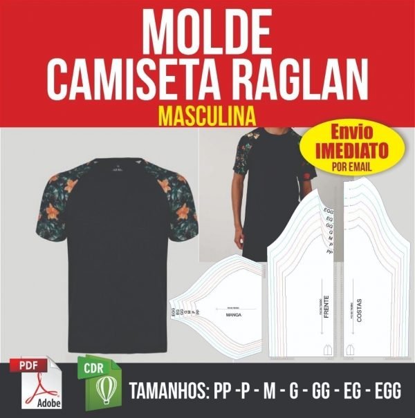 Molde Camiseta Raglan Masculina Modelagem Em Corel E Pdf