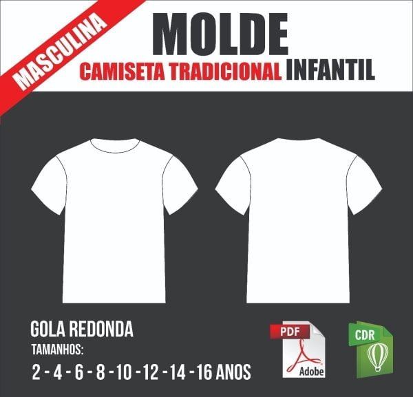 Molde Camiseta Tradicional Infantil Masculina Menino Pdf