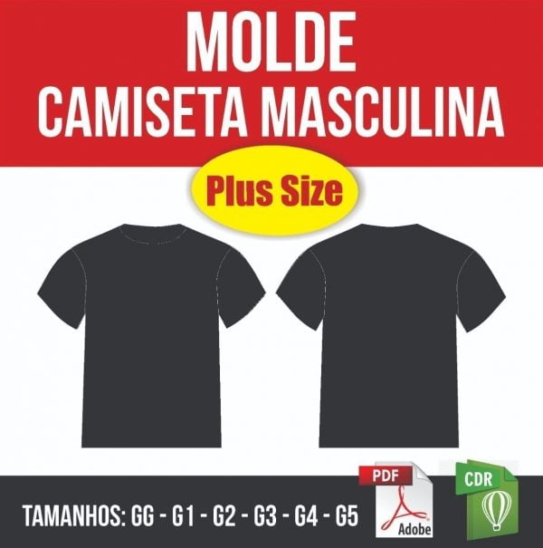 Molde Camiseta Tradicional Masculina Plus Size Em Pdf