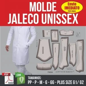 Molde Jaleco Unissex Modelagem Pp Ao Plus Size G2 Em Pdf