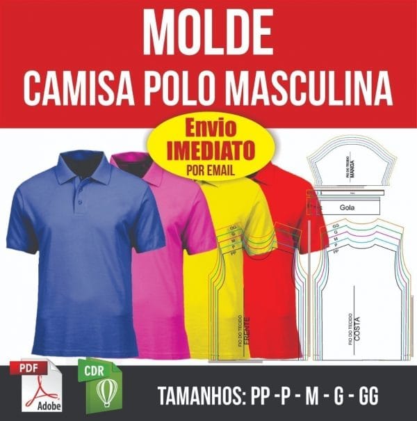 Molde Modelagem Camisa Polo Masculina Tradicional Pdf Corel