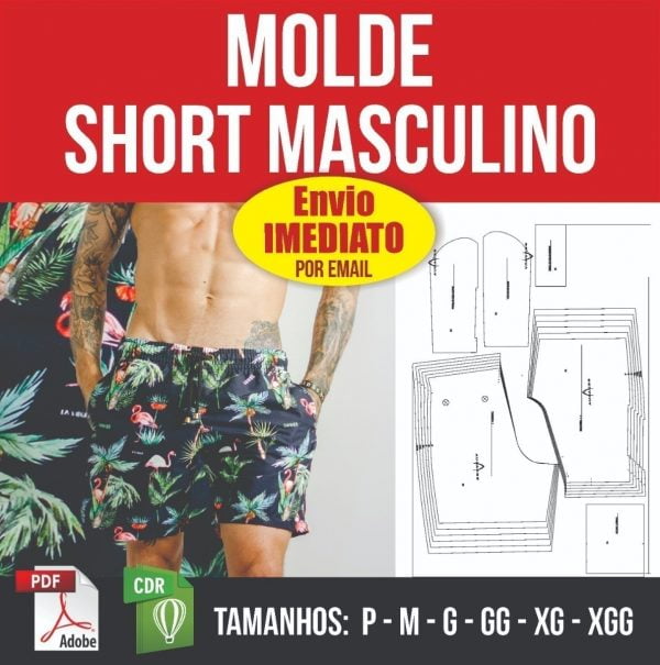 Molde Modelagem Short Masculino Estilo Mauricinho - Digital