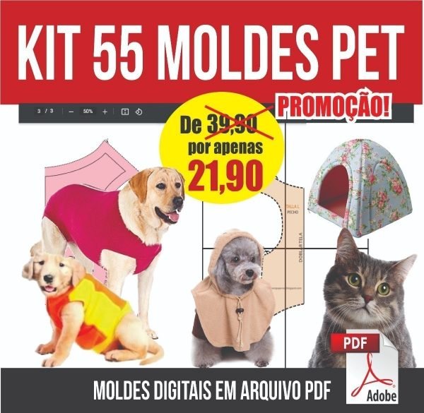 Moldes P Confecção Roupas Pet Cão Gato + Modelagem Cirúrgica