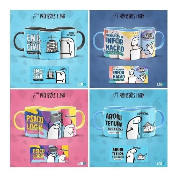Pack Artes Caneca Bento Flork Profissões Memes Arquivos V1