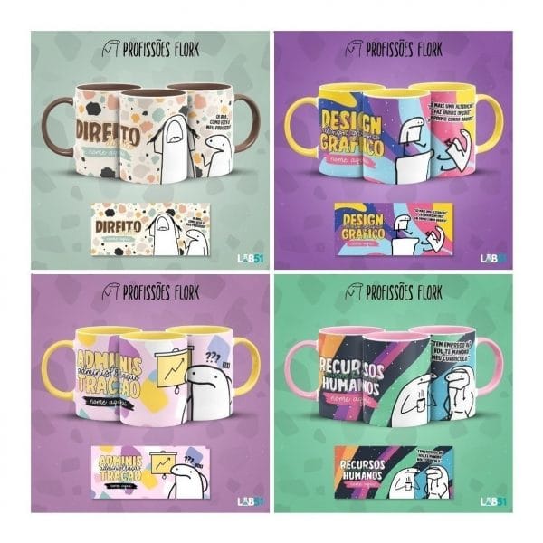Pack Artes Caneca Bento Flork Profissões Memes Arquivos V1