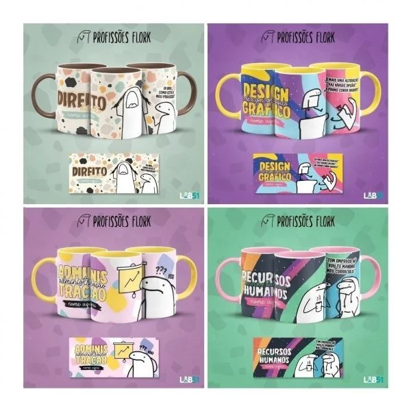Pack Artes Caneca Bento Flork Profissões Memes Arquivos V1