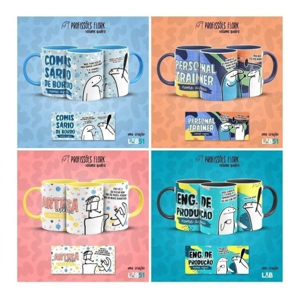 Pack Artes Caneca Bento Flork Profissões Memes Arquivos V4