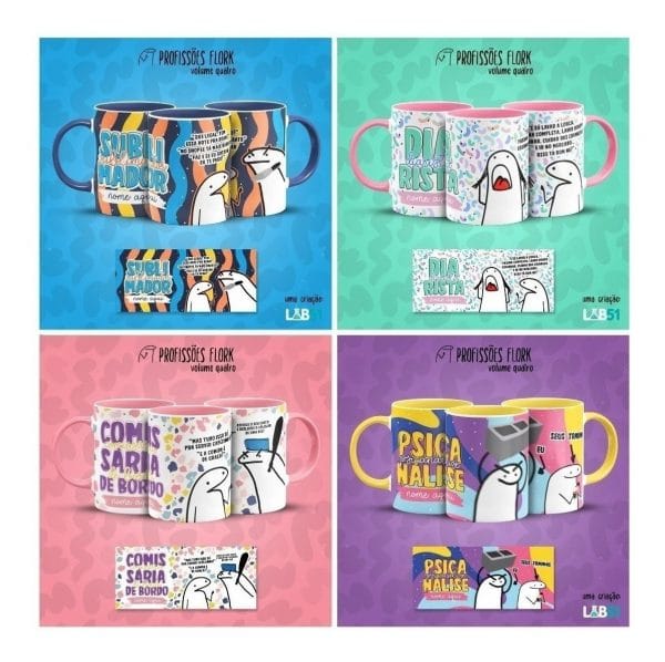 Pack Artes Caneca Bento Flork Profissões Memes Arquivos V4