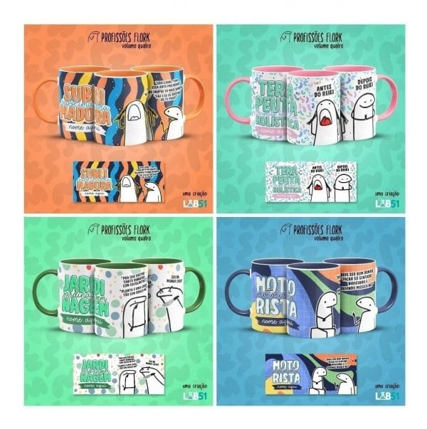 Pack Artes Caneca Bento Flork Profissões Memes Arquivos V4