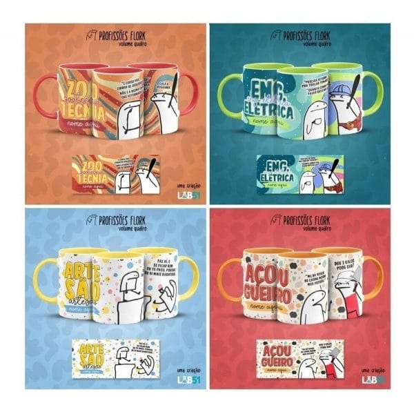 Pack Artes Caneca Bento Flork Profissões Memes Arquivos V4