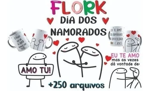 Ilustração de personagens de traços simples com corações para o dia dos namorados.