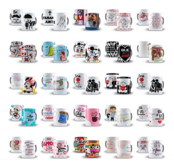 Pack Artes Estampas Caneca Dia Dos Namorados +500 Arquivos