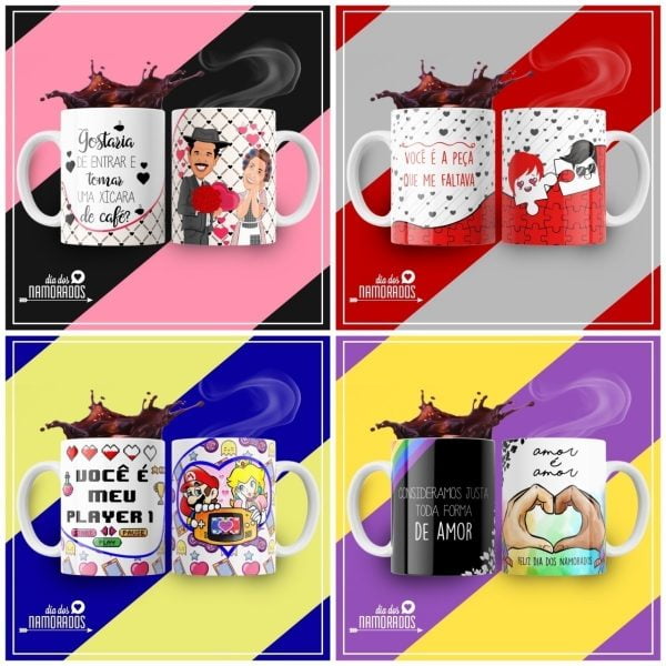 Pack Artes Estampas Caneca Dia Dos Namorados +500 Arquivos