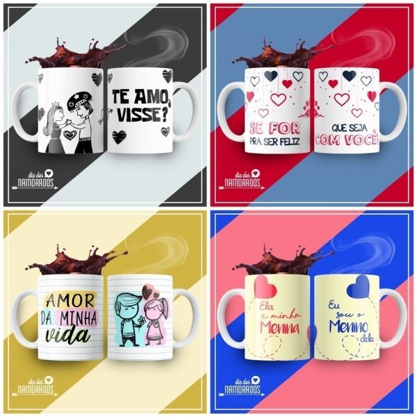 Pack Artes Estampas Caneca Dia Dos Namorados +500 Arquivos