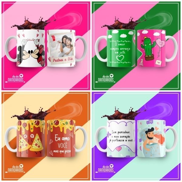 Pack Artes Estampas Caneca Dia Dos Namorados +500 Arquivos