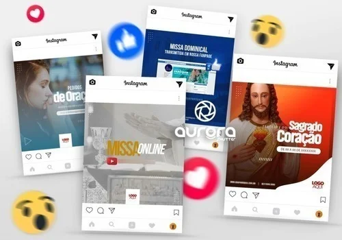 Pack Católico Mídia Sociais Editável 250 Psd Fontes Religião