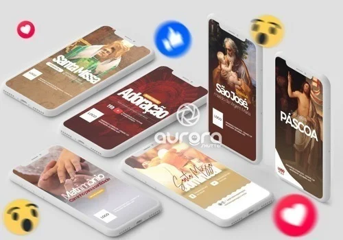 Pack Católico Mídia Sociais Editável 250 Psd Fontes Religião