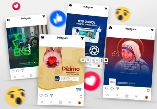 Pack Católico Mídia Sociais Editável 250 Psd Fontes Religião