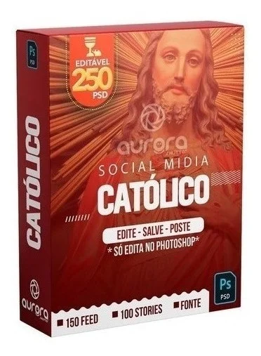 Pack Católico Mídia Sociais Editável 250 Psd Fontes Religião