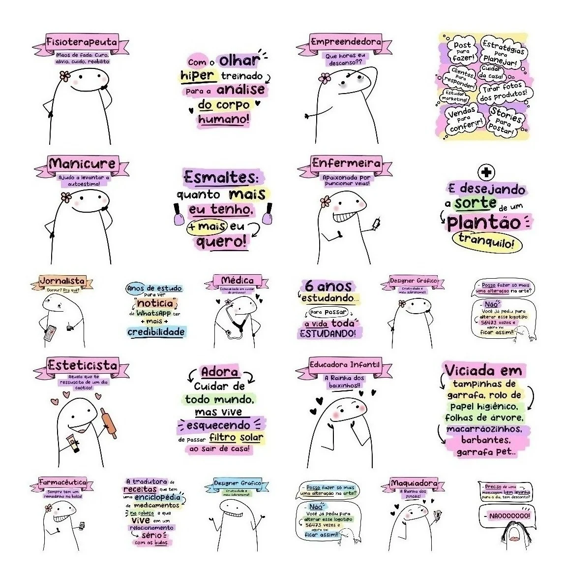 Pack Digital + 200 Arquivos Flork Profissões Figuras Frases