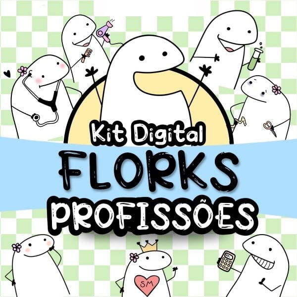 Pack Digital + 200 Arquivos Flork Profissões Figuras Frases