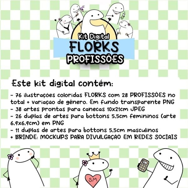 Pack Digital + 200 Arquivos Flork Profissões Figuras Frases