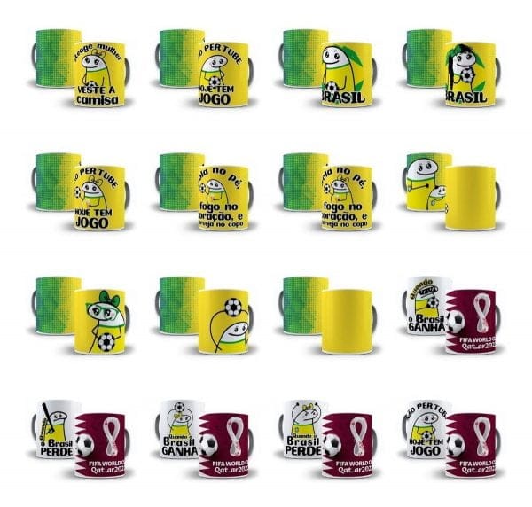 Pack Estampas Caneca Flork Torcedor Brasileiro 50 Arquivos