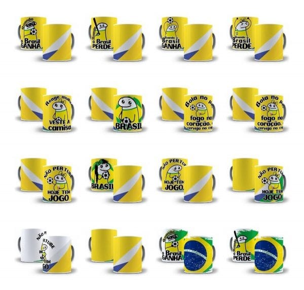 Pack Estampas Caneca Flork Torcedor Brasileiro 50 Arquivos