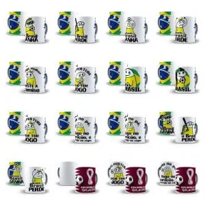 Pack Estampas Caneca Flork Torcedor Brasileiro 50 Arquivos