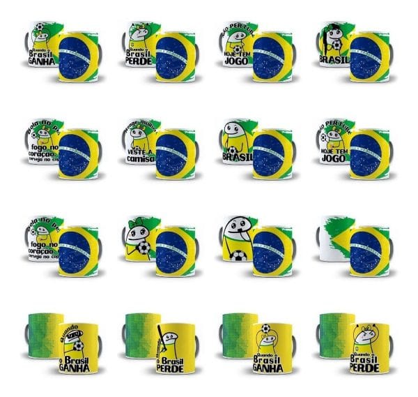 Pack Estampas Caneca Flork Torcedor Brasileiro 50 Arquivos