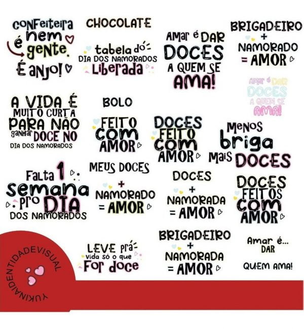 Pack Flork Dia Dos Namorados Frases Neutro E Confeiteiro Png