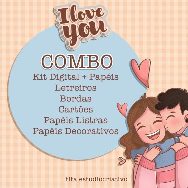 Pack Namorados I Love You Combo Ilustrações Papéis Artes Png