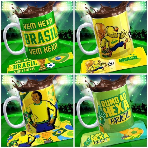 Pacote Estampar Caneca Artes Da Copa Brasil Qatar 2022 Corel