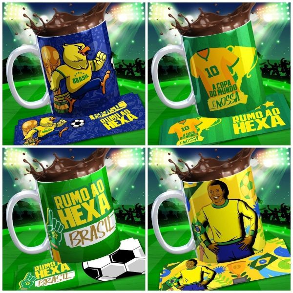 Pacote Estampar Caneca Artes Da Copa Brasil Qatar 2022 Corel