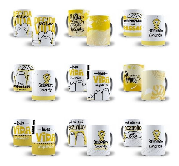 Pacote Estampas Caneca Flork Sublimação Setembro Amarelo Png