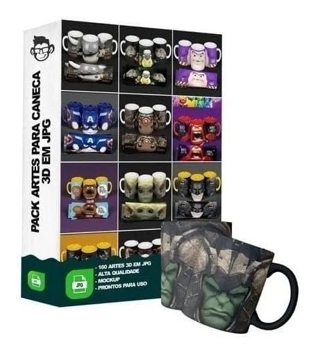 Pacote Premium De Artes 3d Para Canecas (arquivo Digital)