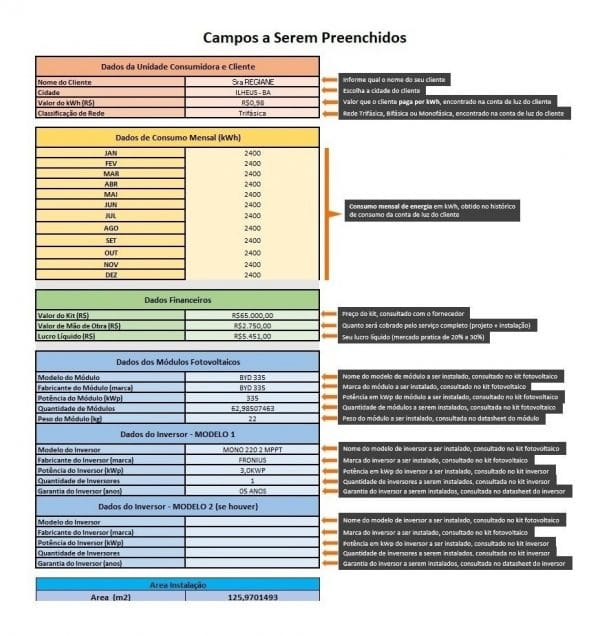 Planilha Automática De Cálculo Energia Solar