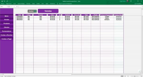 Planilha Controle Financeiro Cadastro De Clientes E Vendas