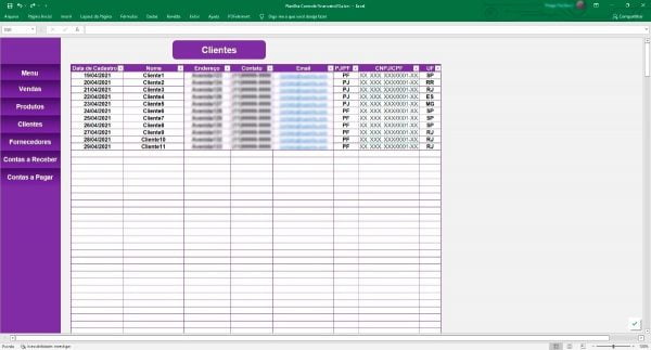 Planilha Controle Financeiro Cadastro De Clientes E Vendas